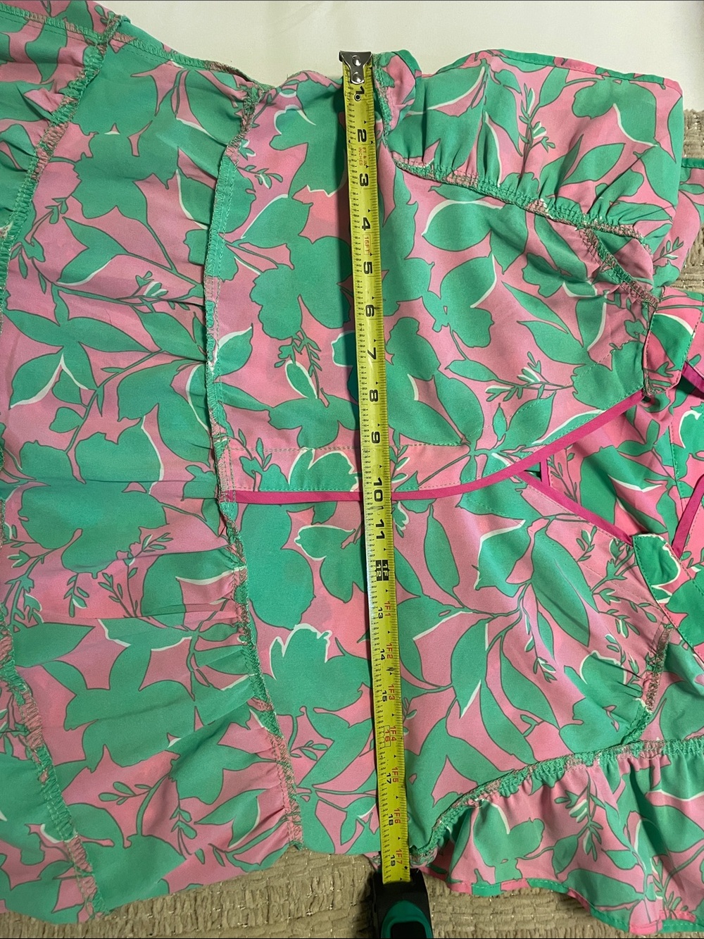 Umgee Pink & Green Floral Ruffle-Sleeve Tiered Dress - Picture 8 of 9